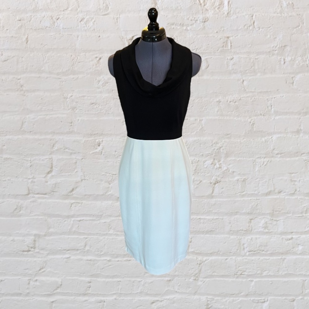 WHBM Black and Ivory Ponte Dress